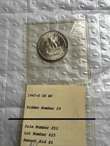 1947-D 25C Washington Quarter Great Shape Been Sealed For 40 Years In Holder