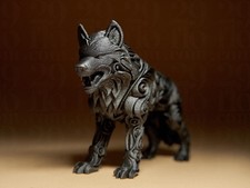 Designer Wolf Sculpture | Schwarze Wolfsfigur Ornament-Struktur | 3D-gedruckte