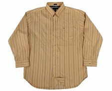 Vintage Y2K Tommy Hilfiger 80's 2Ply Fabric Men's Button Down XL Tan/Brown...