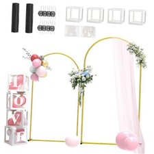 Gold Metal Wedding Arch Backdrop Stand Set of 2 7.2FT 6FT , Balloon Arch