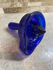 Vtg Cobalt Blue Glass Hand Held Juicer