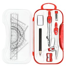 10 Pieces Math Geometry Kit Set Student Supplies with Shatterproof Storage Bo...