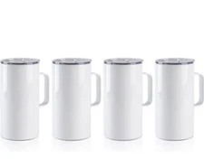 PYD Life 4 PCS Sublimation Blank Tumbler 20 OZ White Mugs with Handle,Stainless