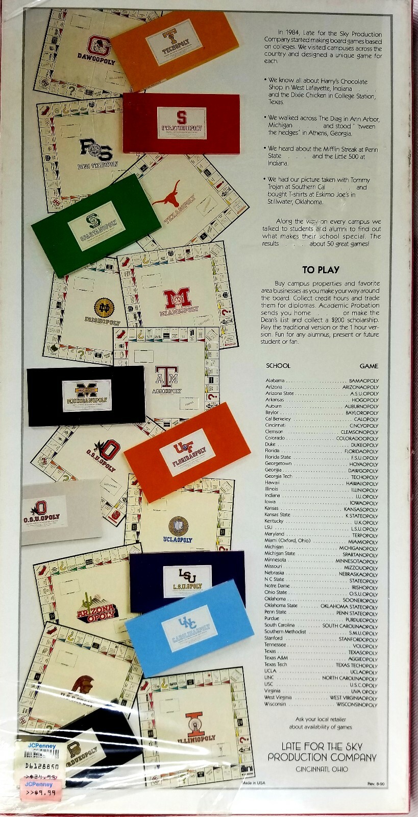 F.S.U. Opoly bt Florida State University Monopoly Second Edition1987