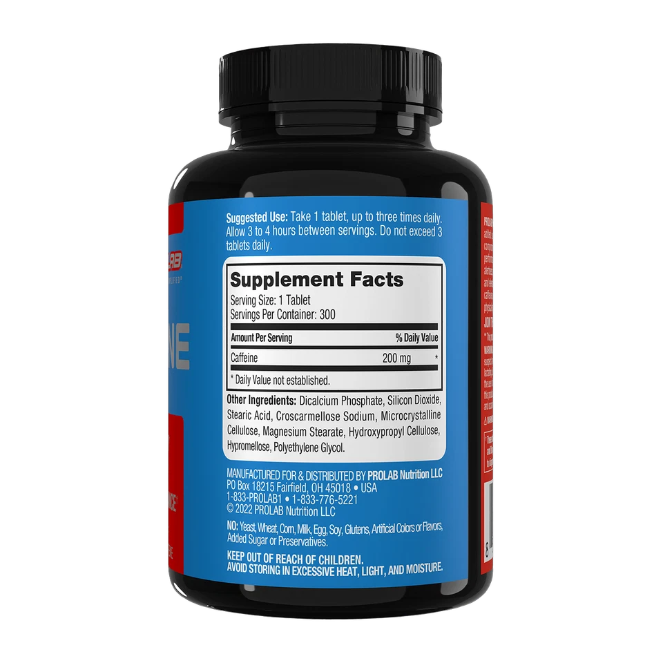 Prolab Caffeine Tablets 200mg - 300ct. | Energy Support, Helps Enhance Endurance - Image 2 of 4