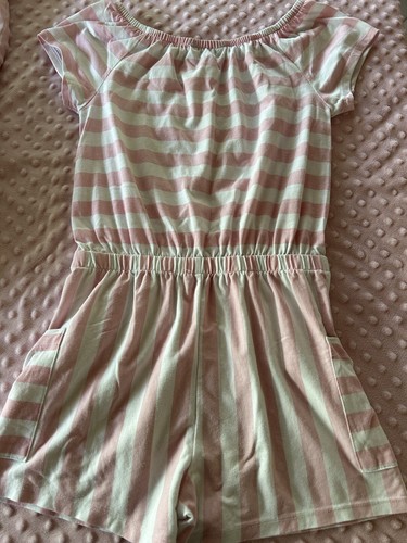 Girls pink stripe Summer romper by Tommy Hilfiger size large 12/14 - Picture 3 of 4