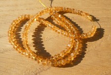 Citrine Faceted Rondelle Gemstone Beads, 3mm - 4mm, Strand Approx 13"