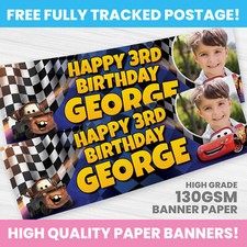 DISNEY CARS PERSONALISED CARS BIRTHDAY CARS BANNER PARTY DECORATION BANNERS