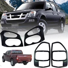 Cover Head Lamp Tail Light Matte Black Set For Isuzu D-max Pickup 2003-2006