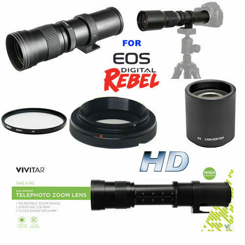 420MM-1600MM HD TELEPHOTO ZOOM LENS FOR CANON EOS REBEL T5 T6 T7 XT XSI XTI T8 - Picture 1 of 6