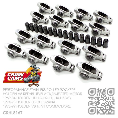 CROW CAMS 7/16" SS ROLLER ROCKERS V8 253 & 308 RED MOTOR [HOLDEN LHLX