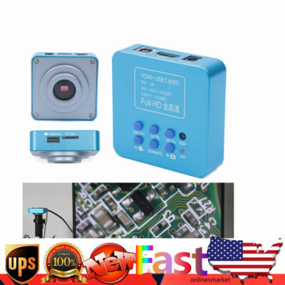 HD 1080p HDMI Industrial Digital Video Microscope Camera C Mount USB Blue NEW !