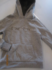 BEBE Sport Hoodie Womens Size S Gray Sweater Pullover Thumbholes
