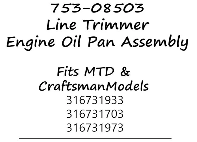 MTD 753-08503 Oil Pan Assembly Ac8 Electric Start Trimmer - Image 2 of 4