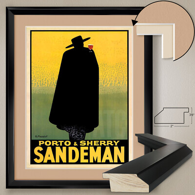 32W''x40H'': PORTO & SHERRY SANDEMAN BY G MASSIOT - DOUBLE MATTE, GLASS and FRAME