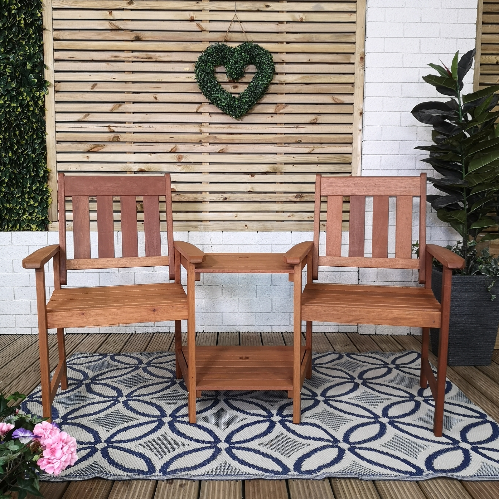 Rydal 2 Seater Wooden Garden Patio Love Seat and Table Set eBay