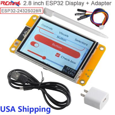 2.8'' ESP32 Display ESP32-2432S028R TFT LCD ILI9341 Touchscreen + Adapter US Ship