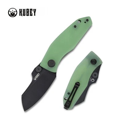 KUBEY Monsterdog Liner Lock Folding Knife Jade G10 Handle 2.95" Darkwashed 14C28N KU33