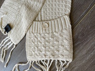 Nils sportswear winter scarf front pockets soft cream fringe cable cotton blend — photo 1