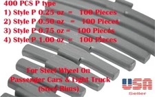 400 Pcs ASSORTMENT CLIP-ON WHEEL WEIGHT BALANCE P STYLE 0.25 0.50 0.75 1.00 oz
