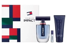 TOMMY HILFIGER IMPACT for Men 3 pcs GIFT SET 3.4 oz EDT Spray + Mini + BODY WASH