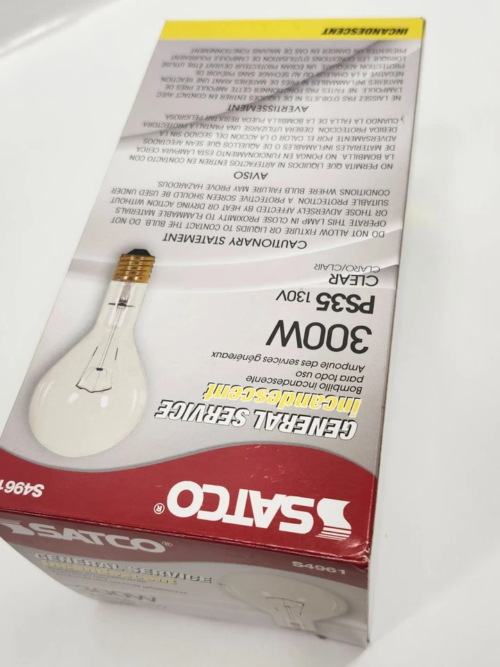 Satco S4961 130V 300 Watt PS35 Mogul Base Light Bulb, Clear - Image 4 of 4