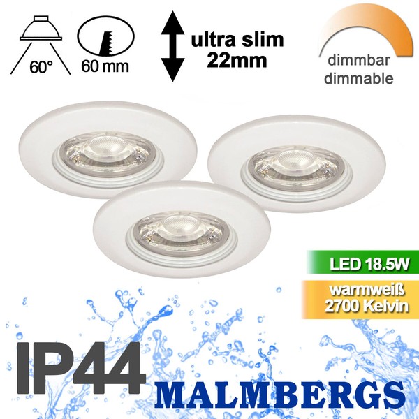 Led Einbau Spots MöBel Einbauleuchte 230V Dimmbar Weiß Set 60Mm IP44 Bad Slim-image