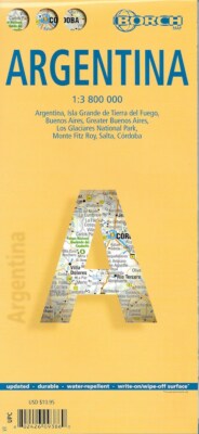 Map of Argentina,  - Laminated, by Borch 