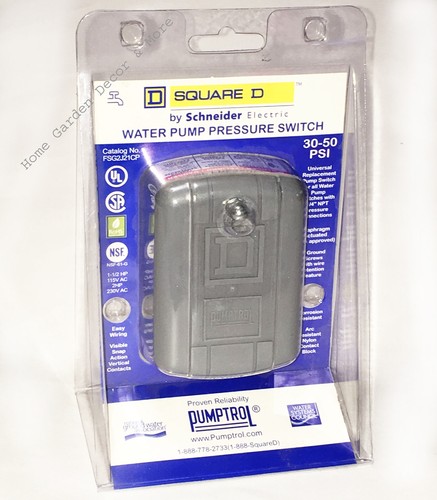 Pressure Switch for Electric Water Pump, 30/50 psi, Square D, FSG2J21CP