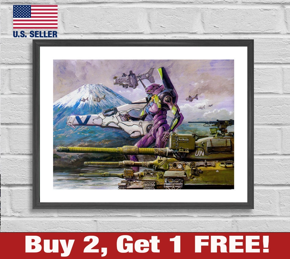 ポスター B2 EVANGELION VINTAGE POSTER EVA-01 Quadro Poster Emoldurado Anime Neon Genesis Evangelion Eva 1