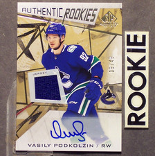 VASILY PODKOLZIN 2021-22 SP Game Used Gold Jersey Autographs 08/49 #130 Canucks
