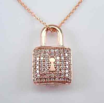 1.5Ct Round Natural Moissanite Women's Pendant 14k Rose Gold Plated Silver 18''