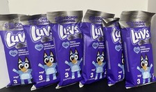6 Luvs Diapers Bluey Size 4 Platinum Protection Travel 3Packs  18 Cps
