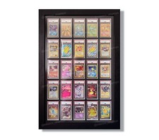 25 Card PSA Frames, Premium UV Protective, Solid Wood, CGC MTG Pokemon Wall Case
