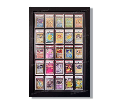 25 Karten PSA Rahmen, Premium UV Schutz, Massivholz, CGC MTG Pokemon Wall Case