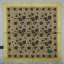 M303 Atelier VERSACE Yellow Silk Scarf Scarves Pocket Square 16.5" X 16.5"