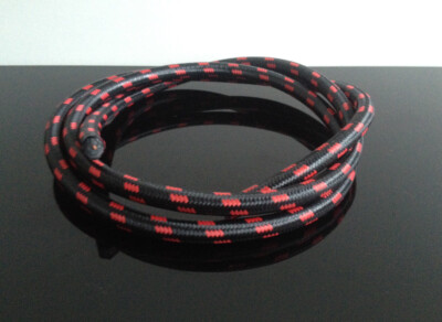 Retro Textil Zündkabel schwarz/rot Ignition Wire Cable Black Câble d'allumage 1m