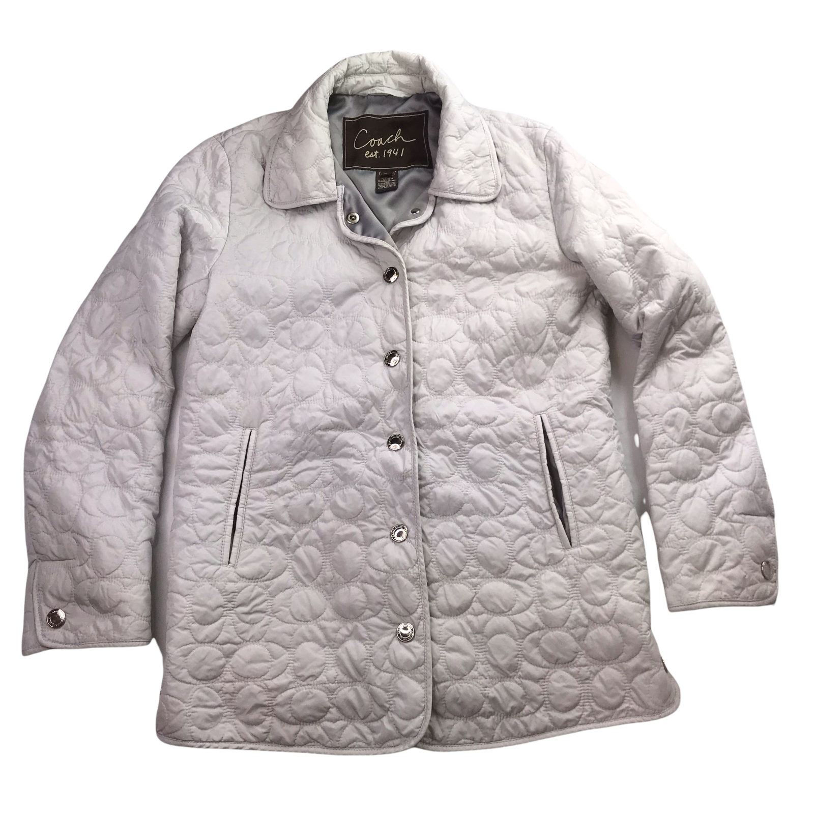 COACH Quilted Jacket Coat Off-White 
