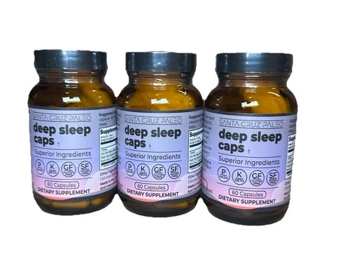 3 Bottles Santa Cruz Paleo Deep Sleep Caps - Sealed New - Exp 10/2026 60 Caps Ea