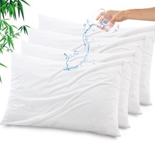 Bamboo Rayon Waterproof Pillow Protector, Breathable Pillow Cover, Cooling Pi...