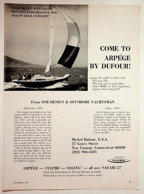 Dufour Arpège Yacht Vintage 1970 Magazine Ad Sailing Boat Offshore