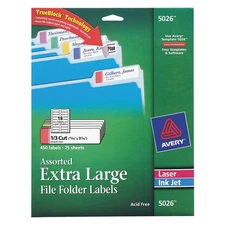 AVERY 5NHL4 PK 5 Laser/Inkjet Lbl,15/16" H,3-7/16" W,PK25 5NHL4