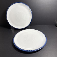 Set Of 2 DENBY-LANGLEY Reflex Dinner Plates - 10 1/2   Blue Checkered White