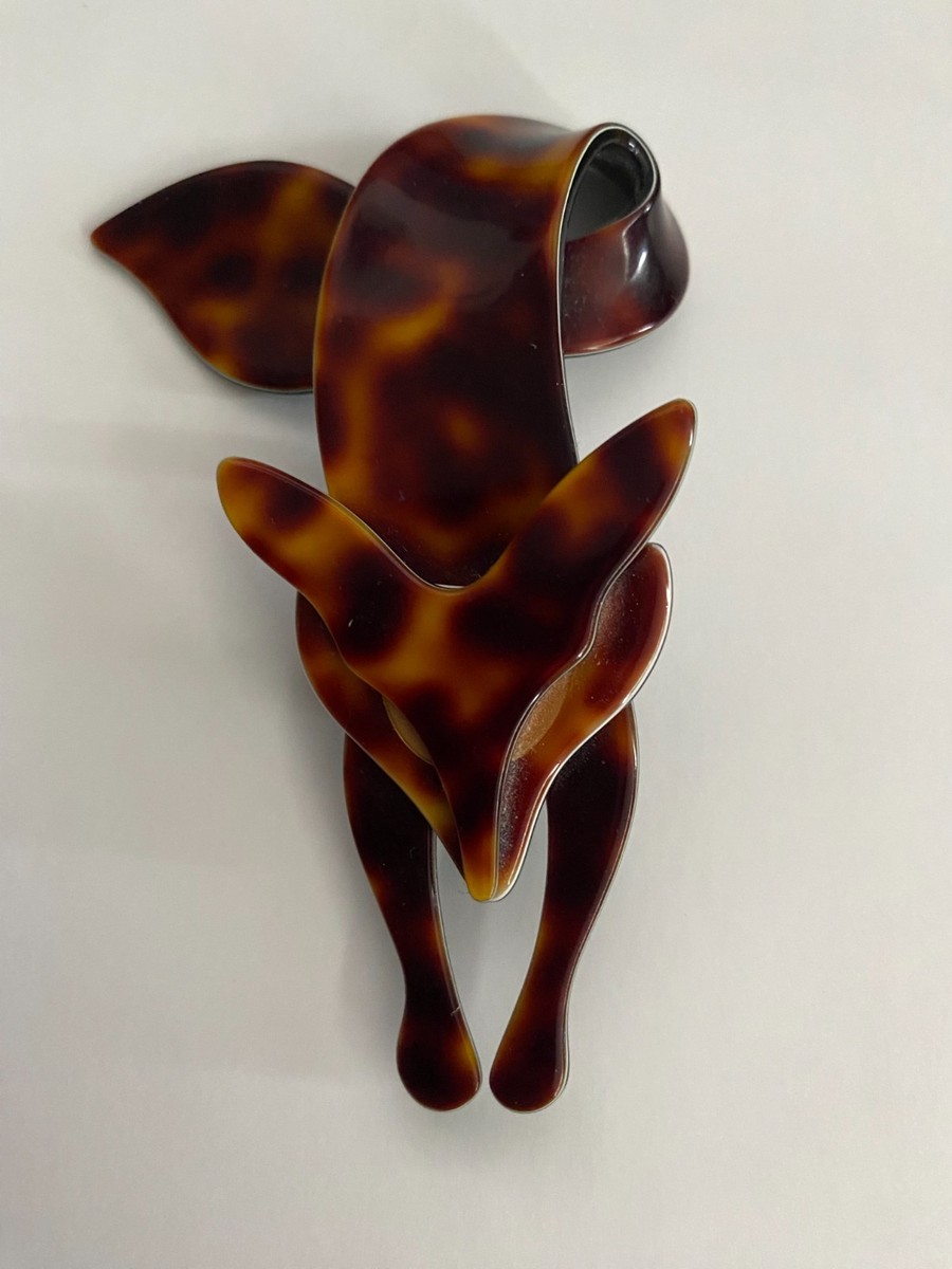 Plastic Jewelry Lea Stein Fox Brooch LEA STEIN FOX BROOCH Tortoise
