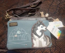 Chala Mini Crossbody Dog "HUSKY" Convertible Straps Handbag Purse Dog Mom NWT