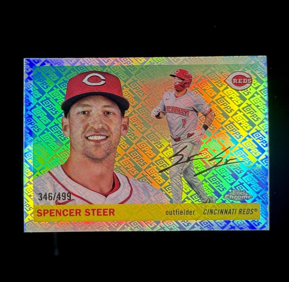 2023 Topps Platinum Anniversary Spencer Steer #144 Topps Refractor /499 RC