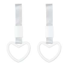 2 Pcs Heart-Shaped Car Handle Strap Rear Bumper Warning Ring White