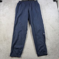 Vintage Nike Windbreaker Pants Mens Medium Navy Unlined Drawstring Track Gym Y2K