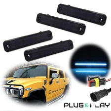 For 2003-2009 Hummer H2 Smoke Lens Ice Blue LED Front Rear Side Marker Light Set