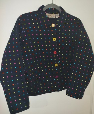 New Direction Button Up Rainbow Polka Dot Jacket